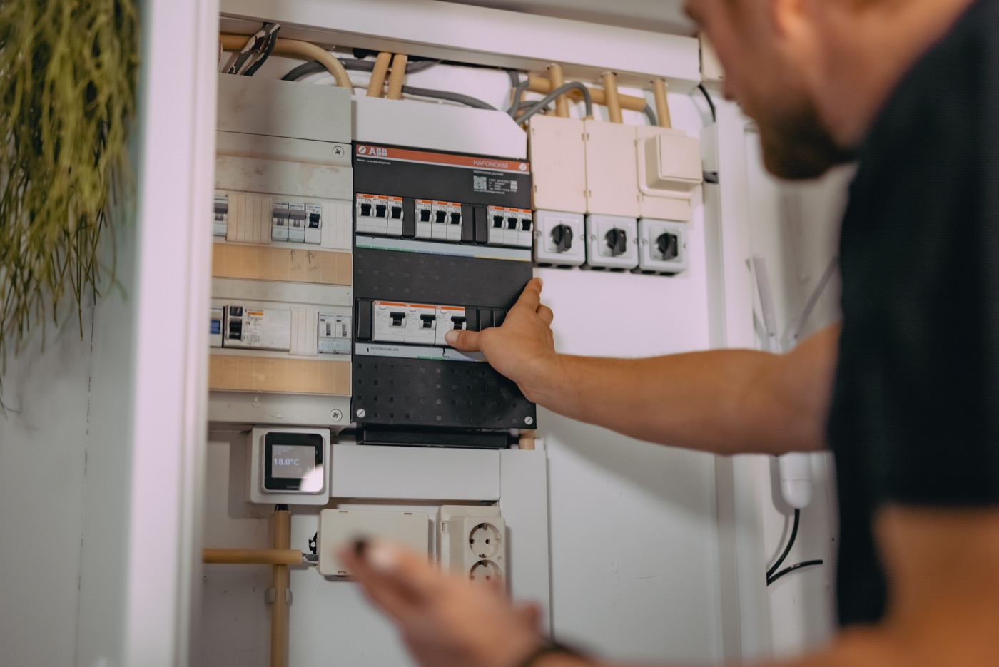 Certified electrician at work